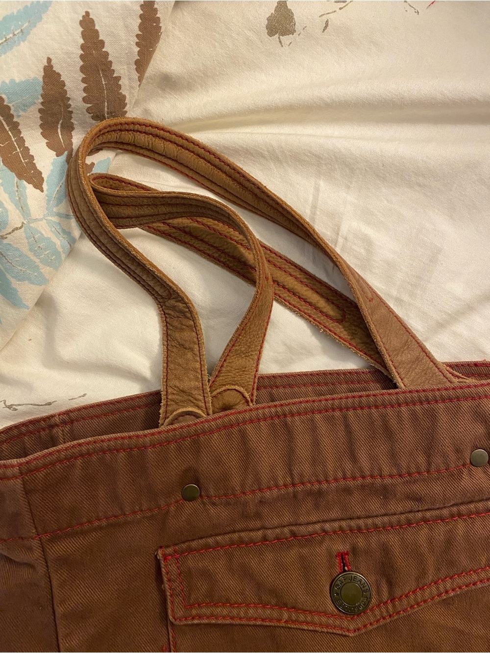 Super cute Gap est 1969 brown tote bag with leather straps 🐻❤️ - Picture 8 of 9